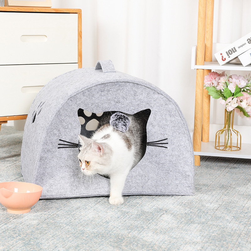 柔らかく暖かみのある猫穴フェルトベッド 2514