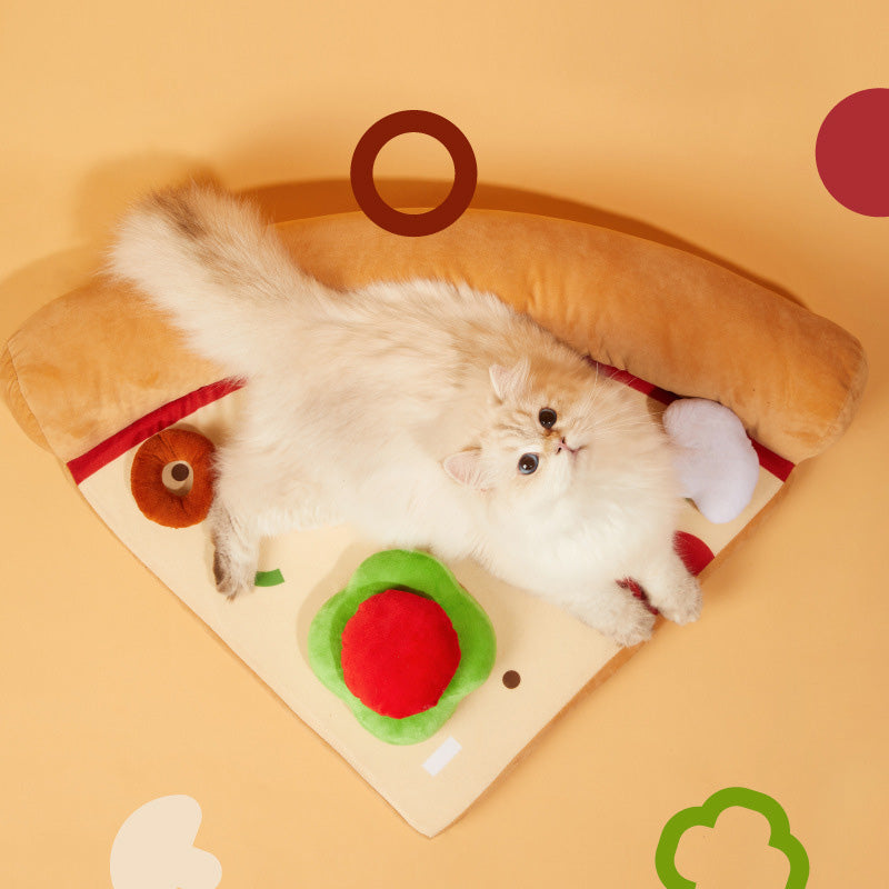 マタタビ入りぬいぐるみ付きモグモグピザクッションベッド2432