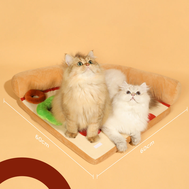 マタタビ入りぬいぐるみ付きモグモグピザクッションベッド2432
