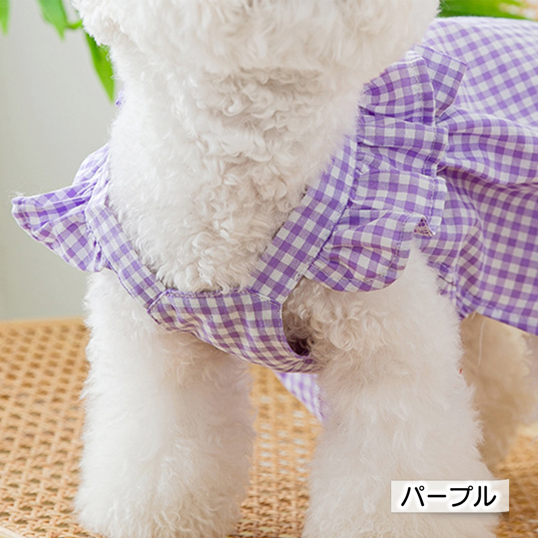 チェックエプロンワンピ 2207