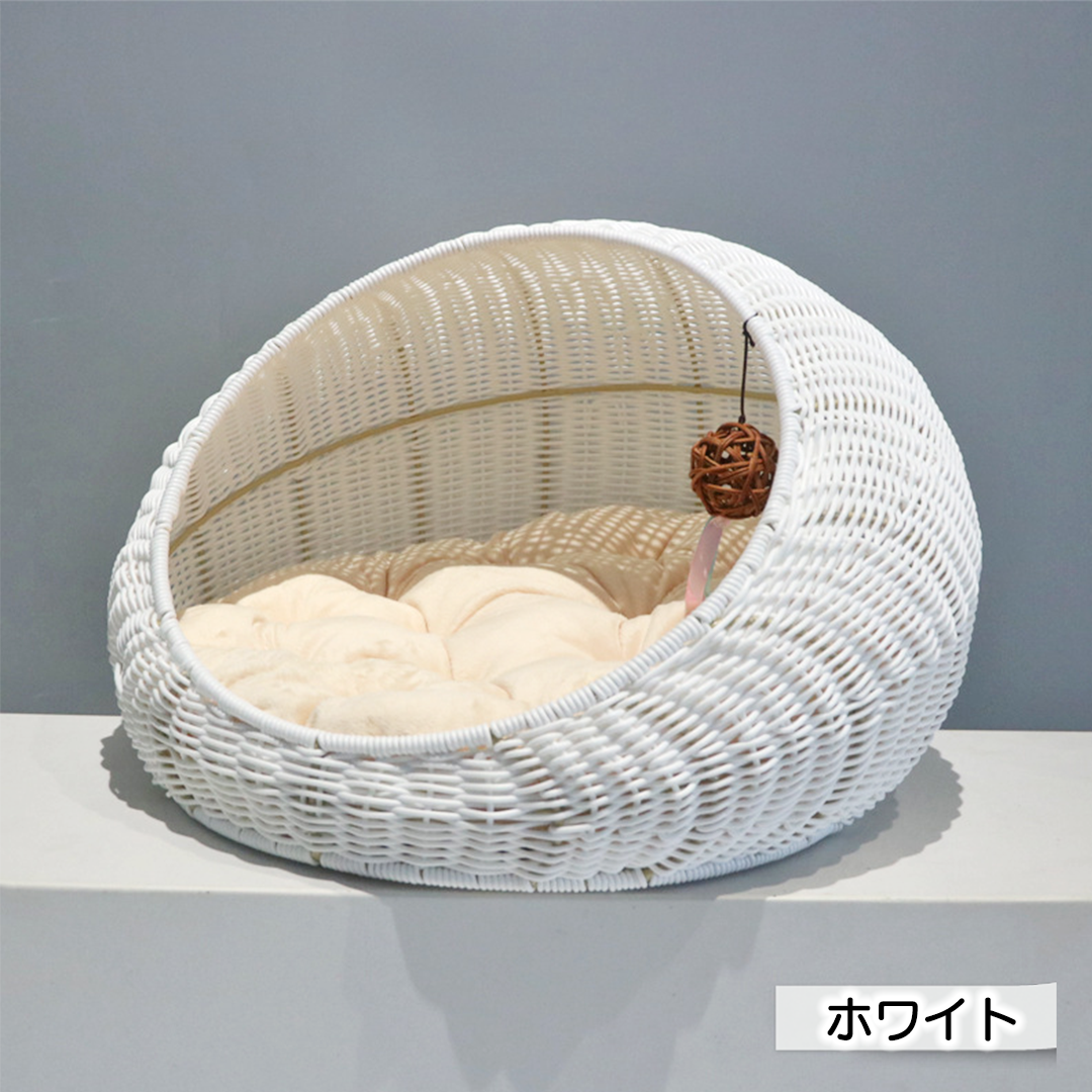 ラタンのドーム型猫ハウス 2218