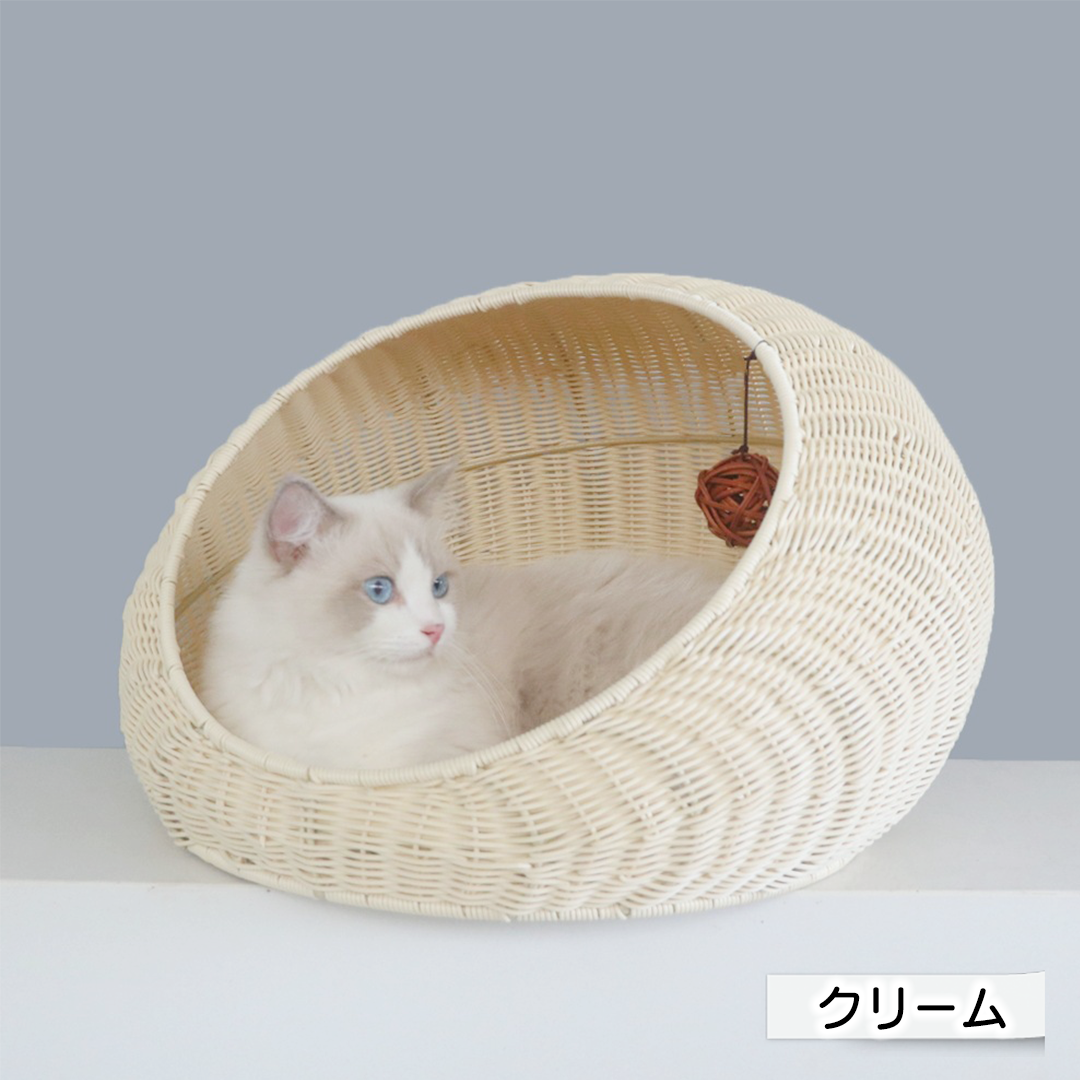 ラタンのドーム型猫ハウス 2218