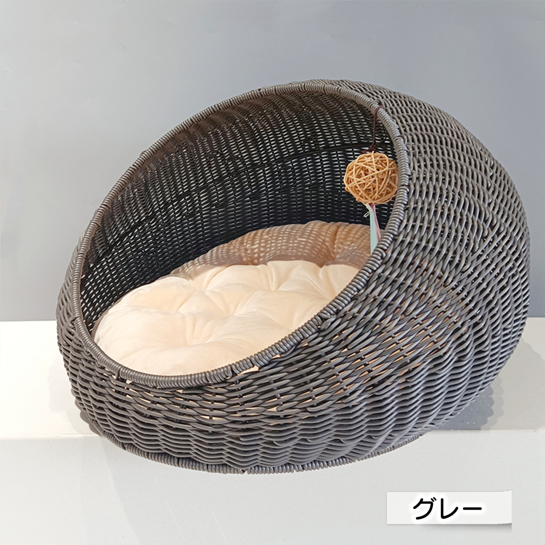 ラタンのドーム型猫ハウス 2218