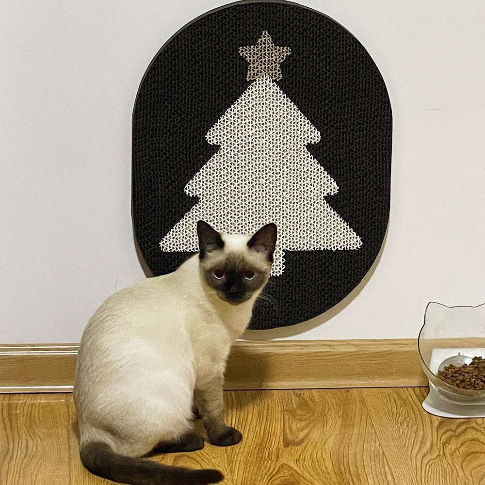 白黒クリスマスツリー爪とぎボードウォールステッカー2449
