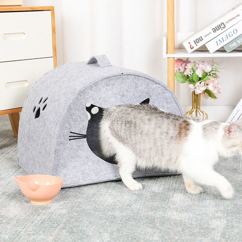 柔らかく暖かみのある猫穴フェルトベッド 2514
