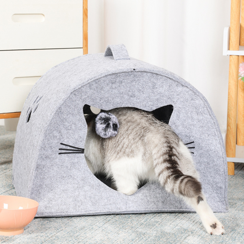 柔らかく暖かみのある猫穴フェルトベッド 2514