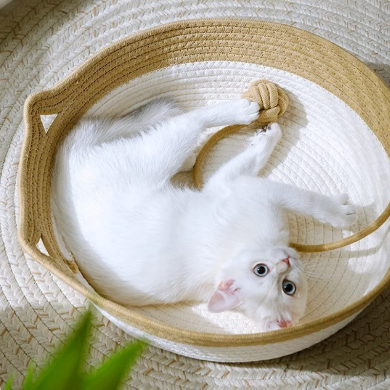 猫耳としっぽの手編みベッドS 2401
