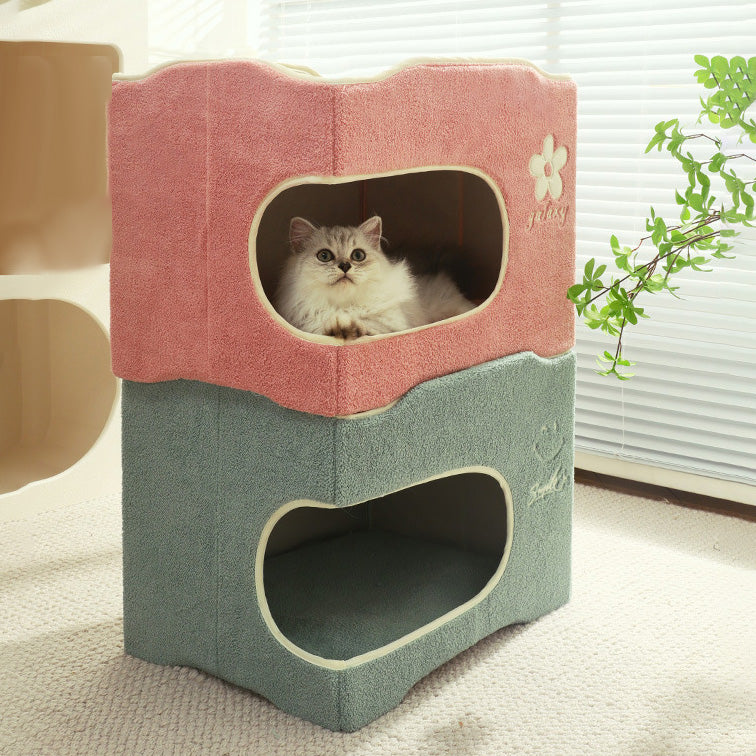 ふわふわ爪とぎ付き二段ベッド 2333