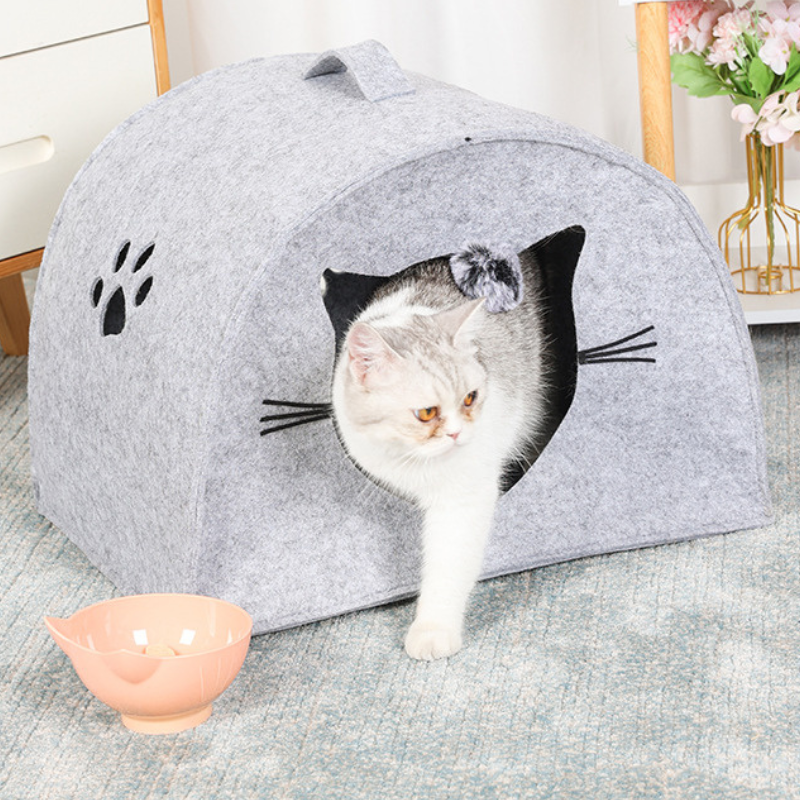 柔らかく暖かみのある猫穴フェルトベッド 2514