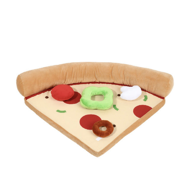 マタタビ入りぬいぐるみ付きモグモグピザクッションベッド2432