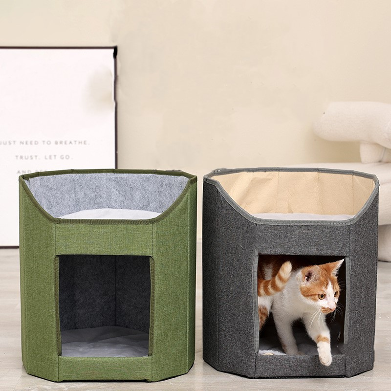 屋根でも遊べる猫ハウス リバーシブルマット付き 2615