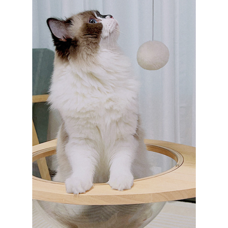 スケルトンボウル付きナチュラルカラーキャットタワー 2612