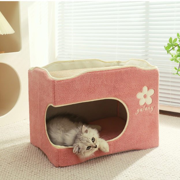 ふわふわ爪とぎ付き二段ベッド 2333