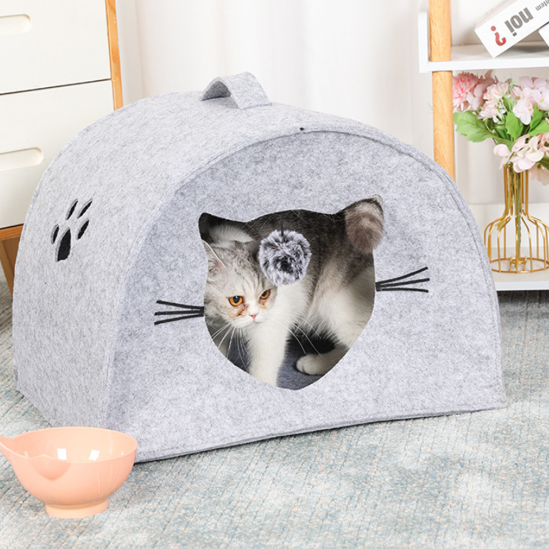 柔らかく暖かみのある猫穴フェルトベッド 2514