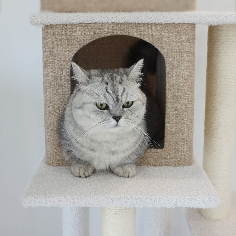 麻とコットンのナチュラルカラーキャットタワー2437