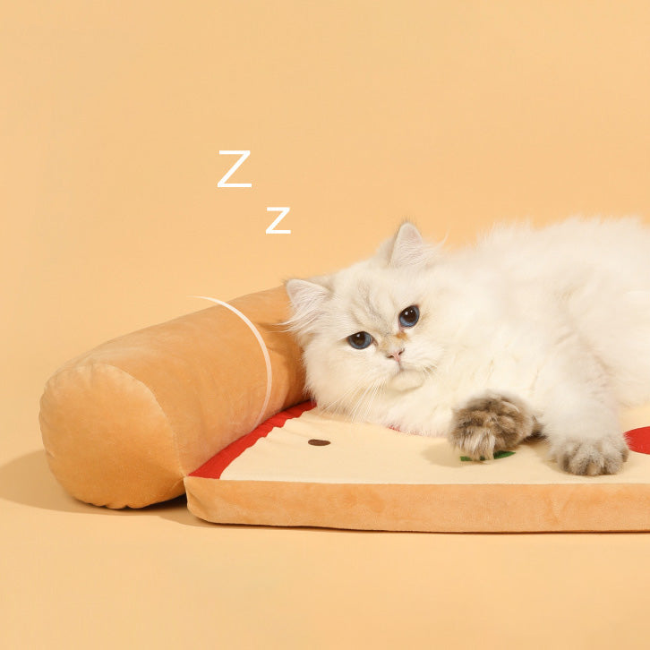 マタタビ入りぬいぐるみ付きモグモグピザクッションベッド2432