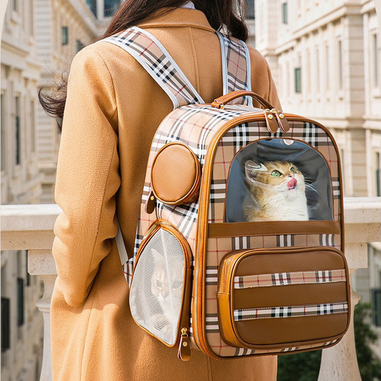 タータンチェックレザーキャリーリュック 2297