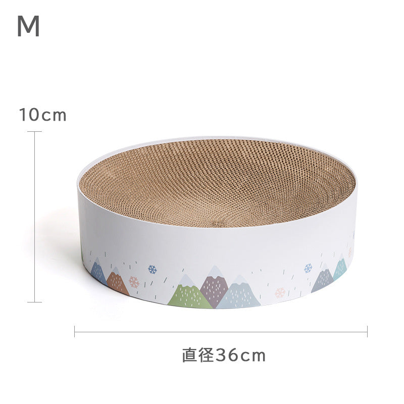 雪山柄ラウンド型爪とぎベッド 2276